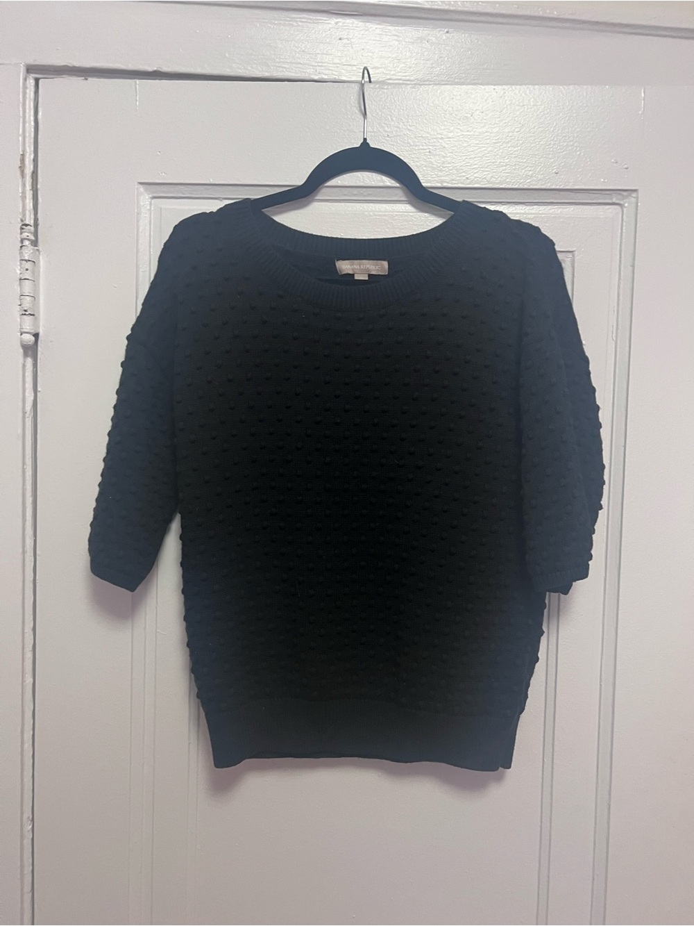 Banana Republic Black Textured Crewneck Sweater
